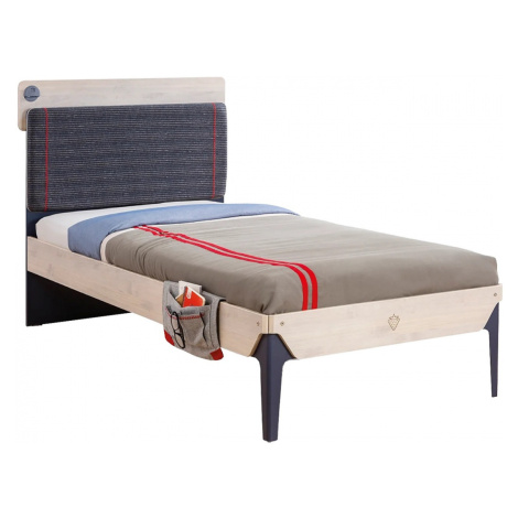 Studentská postel 100x200cm s poličkou lincoln - dub/tmavě modrá