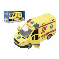 Teddies Auto ambulance plast 20cm na setrvačník na baterie se zvukem se světlem