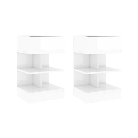 SHUMEE Noční stolky 2 ks bílé s vysokým leskem 40 × 35 × 65 cm , 808661