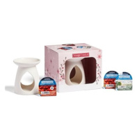 YANKEE CANDLE dárková sada aromalampa + vonný vosk 3× 22 g + čajová svíčka