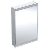 Geberit ONE - Zrcadlová skříňka s LED osvětlením, 600x900x150 mm, panty vlevo, vestavná, hliník 