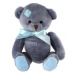 Teddies Medvěd sedící s mašlí plyš 20cm modrý v sáčku 0+