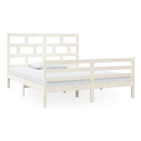 Rám postele bílý masivní borovice 160 × 200 cm, 3101294