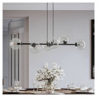 EMIBIG LIGHTING Skleněné závěsné svítidlo, 6 světel, černé, čiré, sklo, 110 cm