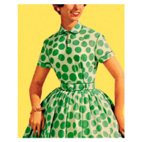 Ilustrace Woman in Green Polka Dot Dress, CSA-Images, 30 × 40 cm