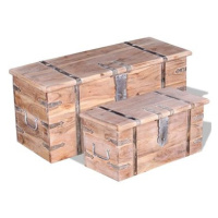 Úložné truhly z akáciového dřeva sada 2 ks