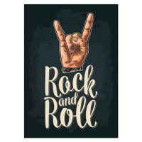 Ilustrace Rock and Roll sign. Vector black, DenPotisev, 30 × 40 cm