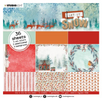 Blok vzorovaných papírů Studio Light, 15 x 15 cm – Let it Snow, červené variace Aladine