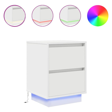 vidaXL Noční skříňka s LED světly bílá 38x34x50 cm