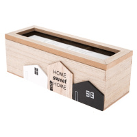 Dřevěný box na čajové sáčky Home town, 23 x 8 x 8 cm