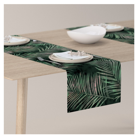 Dekoria Stolní běhoun, stylizované palmové listy na zeleném podkladu, 40 x 130 cm, Velvet, 704-2
