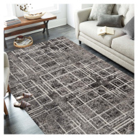 Kvalitní šedý koberec s motivem čtverců Šířka: 160 cm | Délka: 220 cm