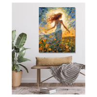 Obrazy na stěnu - Dívka na louce Rozměr: 40x50 cm, Rámování: vypnuté plátno na rám