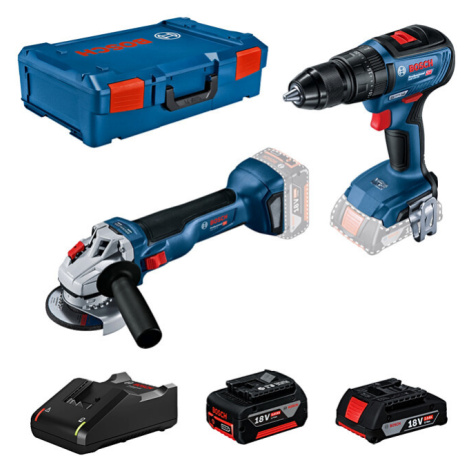 BOSCH Professional (2/5Ah) 18V sada aku nářadí GWS 18V-10 + GSB 18V-50 / úhlová bruska + vrtačka