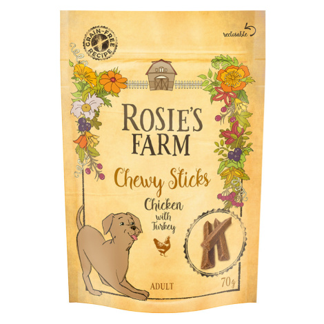 Rosie's Farm žvýkací pamlsky s kuřecím a krocanem - výhodné balení 3 x 70 g