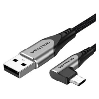 Vention 90° USB 2.0 -> microUSB Cotton Cable Gray 1.5m Aluminium Alloy Type