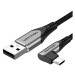 Vention 90° USB 2.0 -> microUSB Cotton Cable Gray 1.5m Aluminium Alloy Type