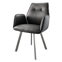 DELIFE Jídelní židle Zoa-Flex černá pravá kůže oválná podnož z nerezové oceli