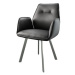 DELIFE Jídelní židle Zoa-Flex černá pravá kůže oválná podnož z nerezové oceli