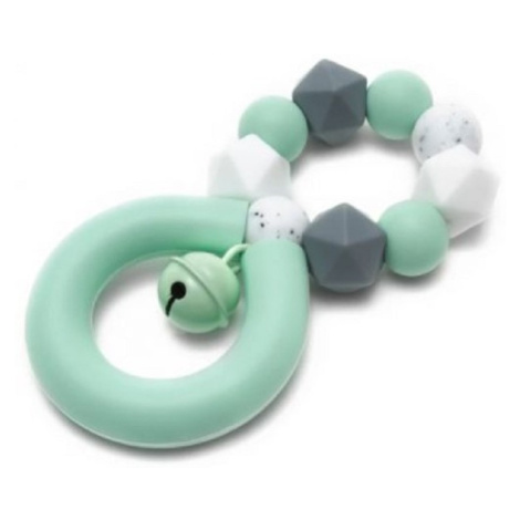 Mimijo Silikonové kousátko a chrastítko s rolničkou 4ever - Mint
