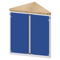 ANKE Skříňka pro pult pro výdej materiálu a nástrojů, 2 dveře, 2 police, trojúhelníkový tvar, še