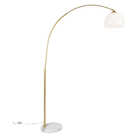 Moderní oblouková lampa mosazná s bílým stínidlem - Arc Basic