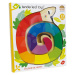 Dřevěný stočený had Colour Me Happy Tender Leaf Toys 12 barevných tvarů se znaky