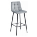 Set tří barových židlí ARCETO sametové stříbrné (černé nohy) 3 ks
