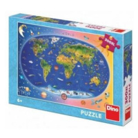 Puzzle Dětská mapa světa ilustrovaná 300XL dílků 47x33cm