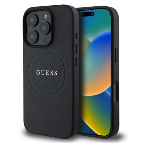 Guess PU Grained Classic Logo MagSafe kryt iPhone 16 Pro Max černý