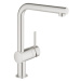 Dřezová baterie Grohe Minta s vytahovací sprškou supersteel 32168DC0