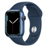 Apple Watch Series 7 41mm Modrý hliník s hlubokomořsky modrým sportovním řemínkem