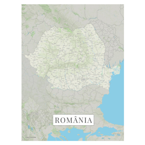Mapa Romania color, 30x40 cm