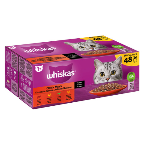 Whiskas kapsičky 144 x 85 / 100 g - klasický výběr v omáčce (144 x 85 g) - hovězí, jehněčí, drůb