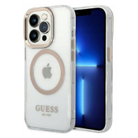 Guess Metal Outline Magsafe Pouzdro iPhone 14 Pro Max (průhledný zlaté