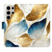 iSaprio flip pouzdro GoldBlue Leaves pro Samsung Galaxy S24 Ultra