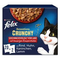 FELIX Sensations Crunchy v želé s křupavými kousky výběr z venkova, 20 × 84 g + křupavé kousky, 
