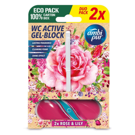 Ambi Pur WC Active gel-blok růže & lilie 2x45 g AmbiPur