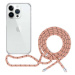 Spello Crossbody kryt se šňůrkou pro iPhone 15 Plus transparentní / růžová šňůrka