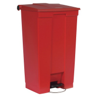 Rubbermaid Průmyslový odpadkový koš s pedálem, objem 87 l, s pojezdovým válečkem, červená
