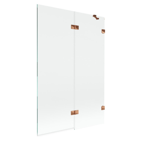 MEXEN/S Lunar vanová zástěna 2-křídlová pravá 120 x 150, transparent, růžové zlato 897-120-100-6