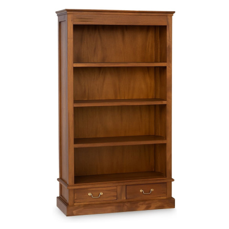 Estila Luxusní koloniální mahagonová knihovna Donelly v hnědé barvě se čtyřmi policemi a dvěma š