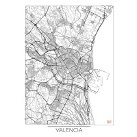 Mapa Valencia, Hubert Roguski, 30x40 cm