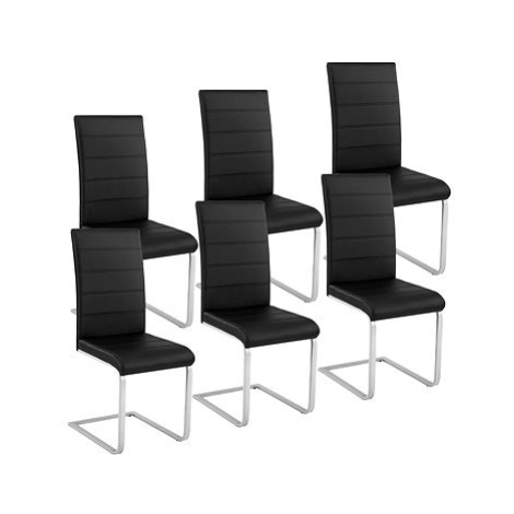 6× Jídelní židle, umělá kůže, černá tectake