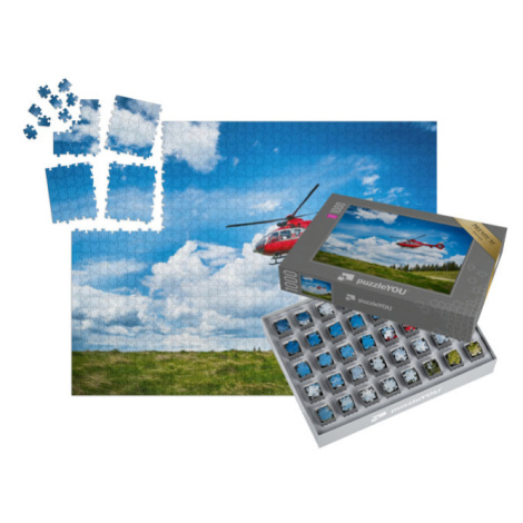 SMART SORTED® | Puzzle 1000 dílků „Vzlet vrtulníku v horách“
