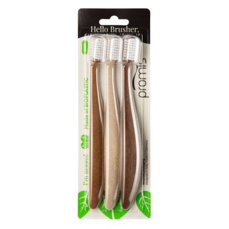Promis Zubní kartáček Soft 3 ks Wood Love