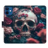 iSaprio flip pouzdro Skull in Roses 02 pro iPhone 12 mini