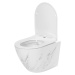 REA Závěsná WC mísa s prkénkem Carlos Slim bílý mramor