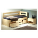 Rohová postel z masivu s úložným prostorem HANNY II. 120x200, smrk - bílá
