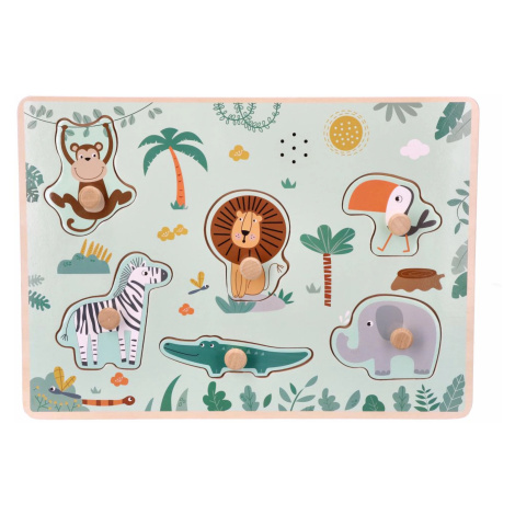 Adam Toys Dřevěné zábavné vkládací puzzle se zvukem  Safari